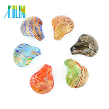 MC0011 12 pcs / boîte Rayé Drop Murano Verre Grand Perles Lampwork Feuille Pendentifs